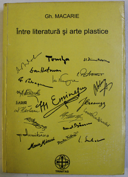 INTRE LITERATURA SI ARTE PLASTICE de GH. MACARIE , 1998 , DEDICATIE*