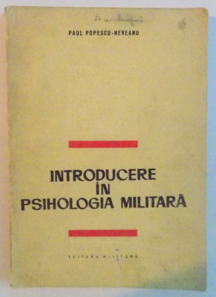 INTRODUCERE IN PSIHOLOGIA MILITARA, 1970