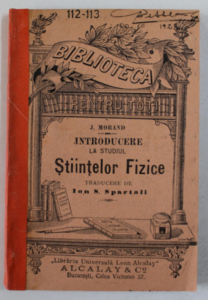 INTRODUCERE LA STUDIUL STIINTELOR FIZICE de J. MORAND , ANII '20