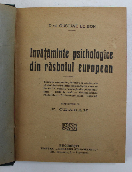 INVATAMINTE PSICHOLOGICE DIN RASBOIUL EUROPEAN de GUSTAVE LE BON