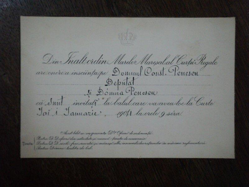 Invitatie la Balul de Anul Nou pentru deputatul Constantin Penescu, 1 Ianuarie 1904