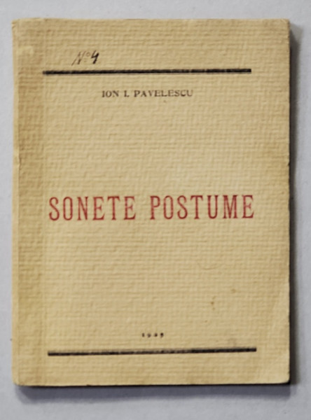 ION I. PAVELESCU , SONETE POSTUME , 1925