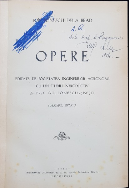 Ion Ionescu Dela Brad, Opere, Vol. I-II - Bucuresti, 1943