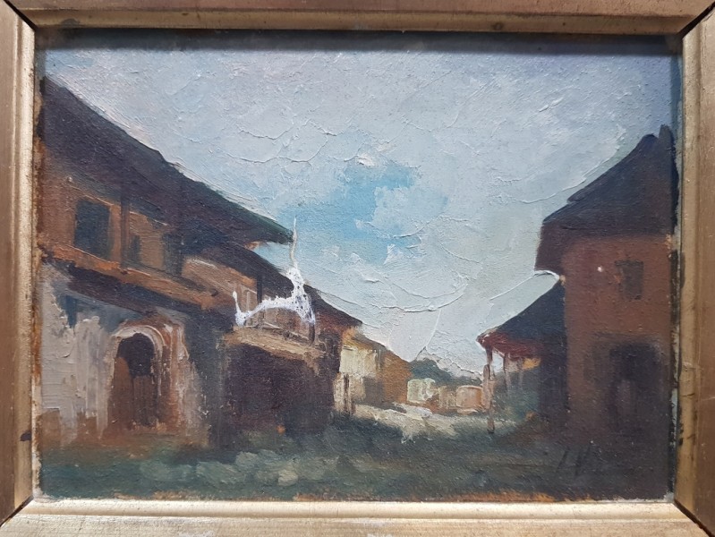 Ion Marinescu Valsan (1866-1936), Peisaj cu case