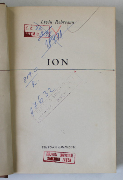 ION , roman de LIVIU REBREANU , 1970 *EDITIE CARTONATA
