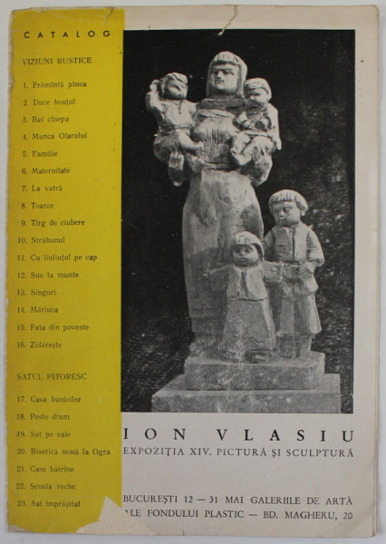 ION VLASIU , EXPOZITIA XV . PICTURA SI ACUARELA , CATALOG , ANII '70