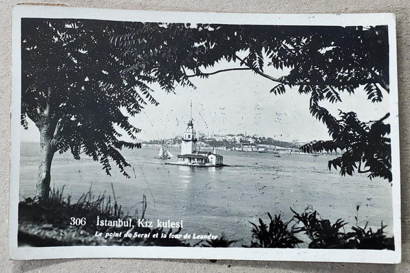 ISTANBUL , KIZ KULESI , LE POINT DE SERAI ET LA TOUR DE LEANDRE , CARTE POSTALA , 1937