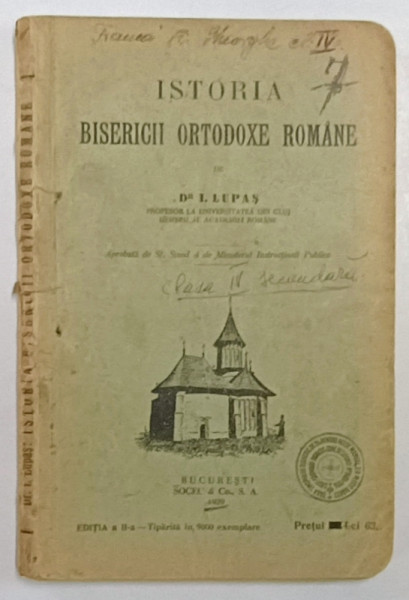 ISTORIA BISERICII ORTODOXE ROMANE de I. LUPAS , 1929