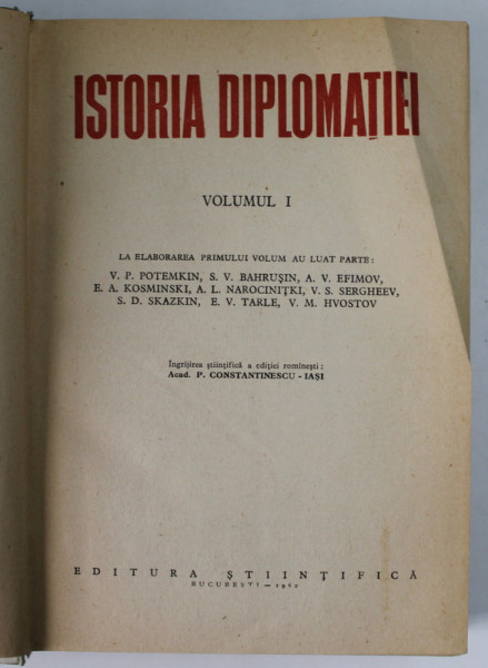 ISTORIA DIPLOMATIEI   VOL 1  1962