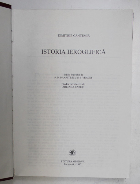 ISTORIA IEROGLIFICA de DIMITRIE CANTEMIR , 1997