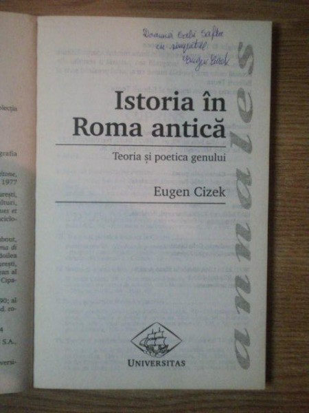 Istoria In Roma Antica Teoria Si Poetica Genului De Eugen Cizek