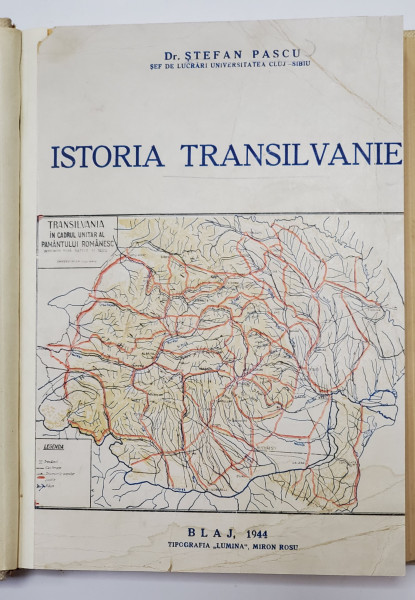 ISTORIA TRANSILVANIEI de STEFAN PASCU - BLAJ, 1944