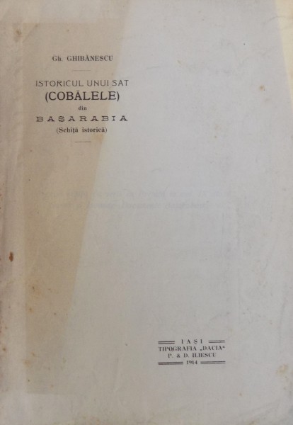 ISTORICUL UNUI SAT ( COBALELE) DIN BASARABIA ( SCHITA ISTORICA ), 1914