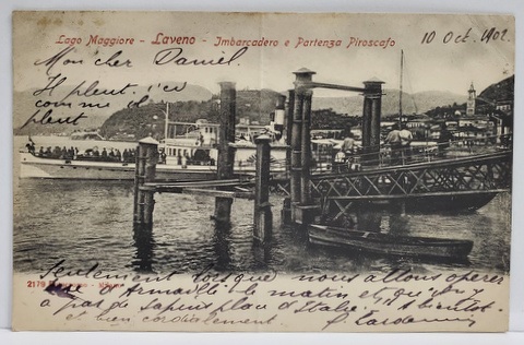 ITALIA , LACUL MAGGIORE , DEBARCADER, CARTE POSTALA , 1902