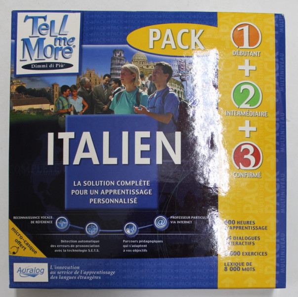 ITALIEN - LA SOLUTION COMPLETE POUR  UN APPRENTISAGE PERSONNALISE ,SET CU 4 CD - URI , MANUAL  DE INSTALARE SI CASTI , 1999