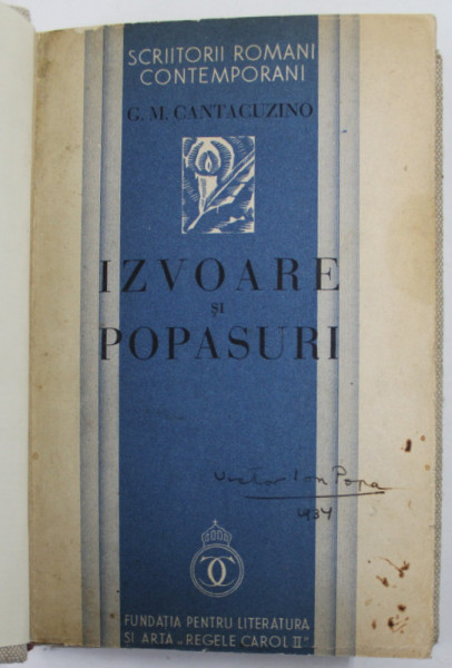 IZVOARE SI POPASURI de G.M. CANTACUZINO , 1934