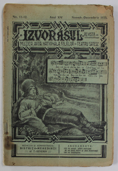 IZVORASUL, REVISTA DE MUZICA , ARTA NATIONALA SI FOLKLOR , NR. 11-12, 1935