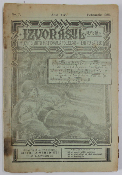 IZVORASUL, REVISTA DE MUZICA , ARTA NATIONALA SI FOLKLOR , NR. 2, 1935