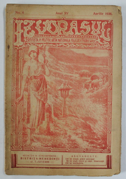 IZVORASUL, REVISTA DE MUZICA , ARTA NATIONALA SI FOLKLOR , NR. 4, 1936