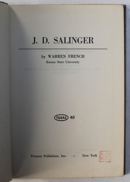 J . D. SALINGER by WARREN FRENCH , 1963