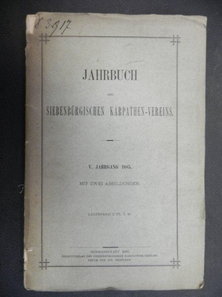 JAHRBUCH  DES SIEBENBURGISHEN KARPATHEN VEREINS -SIBIU 1885