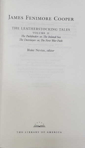 JAMES FENIMORE COOPER - THE LEATHERSTOCKING TALES , VOLUME TWO , 1985