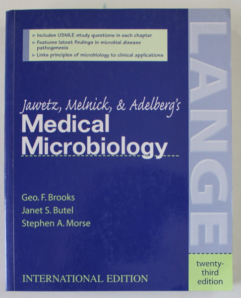 JAWETZ , MELNICK and ADELNERG 'S MEDICAL MICROBIOLOGY by GEO F. BROOKS ...STEPHEN A. MORSE , 2001