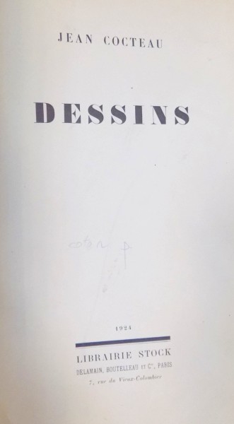 JEAN COCTEAU DESSINS , PARIS 1924