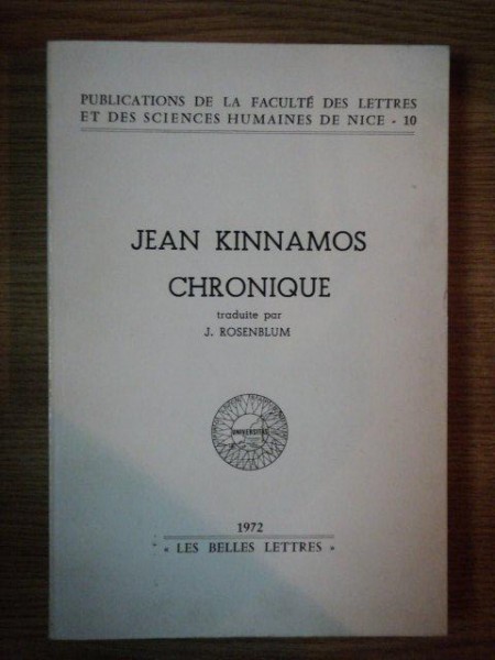 JEAN KINNAMOS CHRONIQUE de J. ROSENBLUM , 1972
