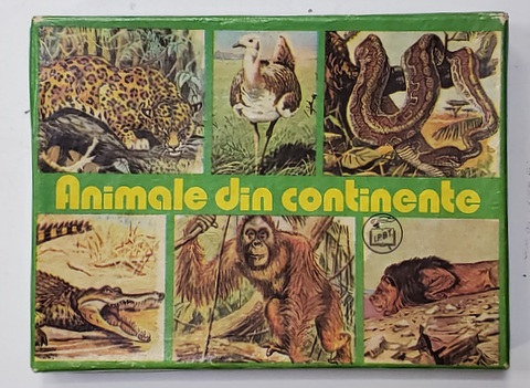 JOCUL '' ANIMALE DIN CONTINENTE '' , CUPRINDE 2 VARIANTE DE JOC , text si grafica de I. NICOLAU , ANII '60