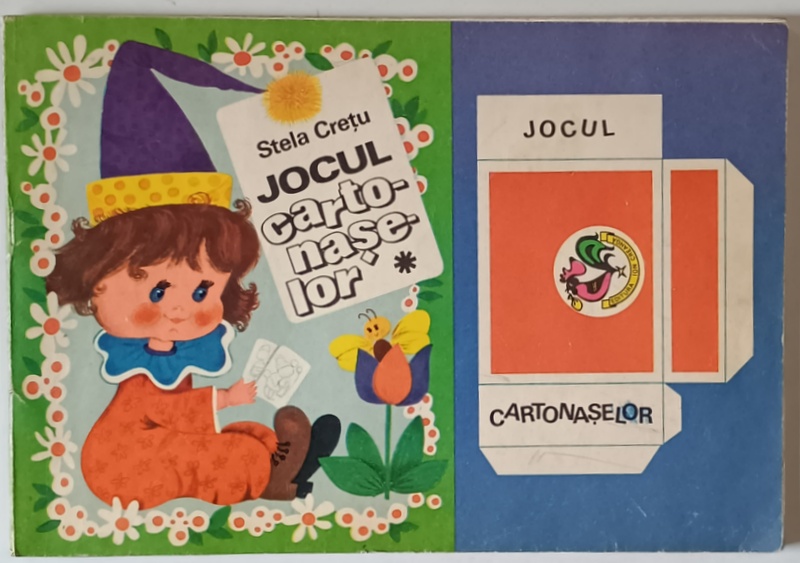 JOCUL CARTONASELOR de STELA CRETU , CARTE DE COLORAT SI DECUPAT , 1972, PAGINI DEJA COLORATE
