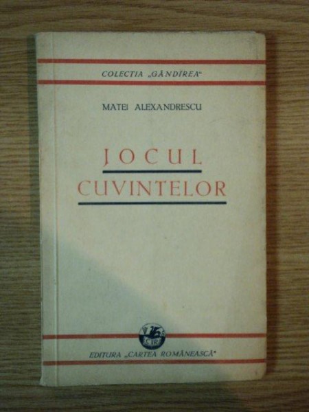 JOCUL CUVINTELOR de MATEI ALEXANDRESCU , DESENE de MAC , CONSTANTINESCU , 1939