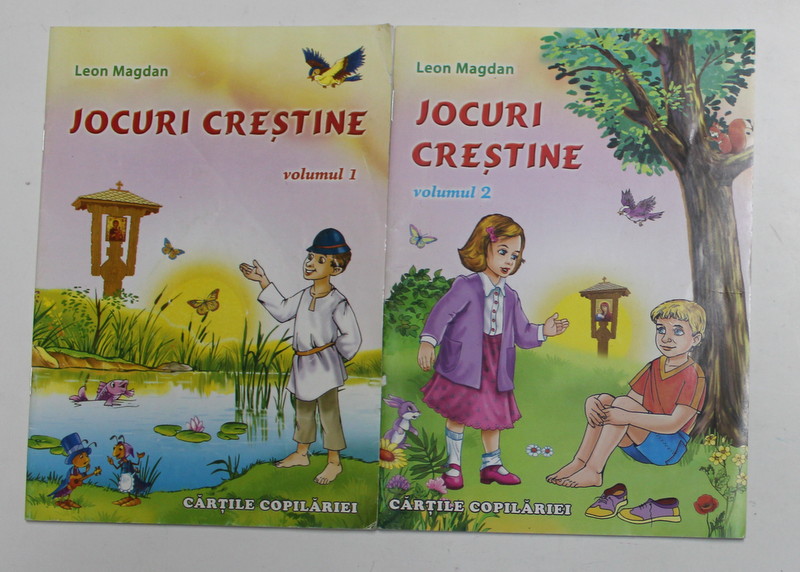 JOCURI CRESTINE de LEON MAGDAN , VOLUMELE I - II , 2006 , CARTE DE JOCURI PENTRU COPII