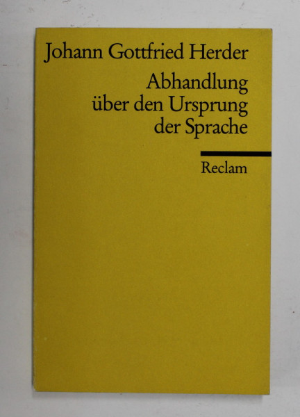 JOHAN  GOTTFRIED HERDER  -  ABHANDLUNG UBER DEN URSPRUNG DER SPRACHE , 1997