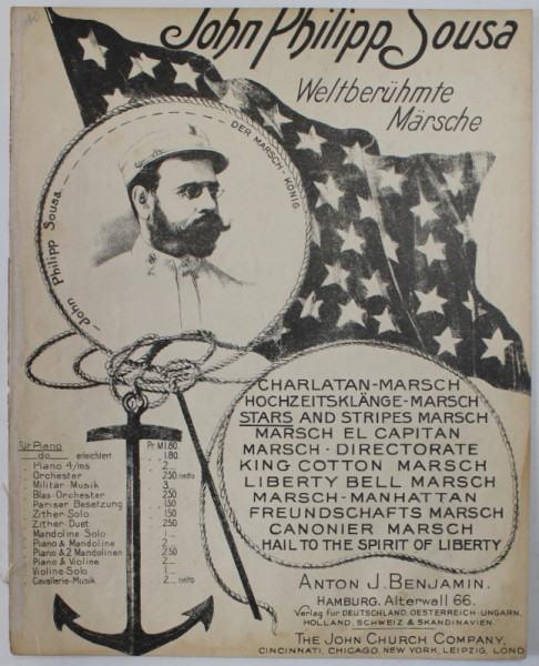 JOHN PHILIPP SOUSA , WELTBERUHMTE MARSCHE : THE STAR AND STRIPES FOREVER , 1897 , PARTITURA