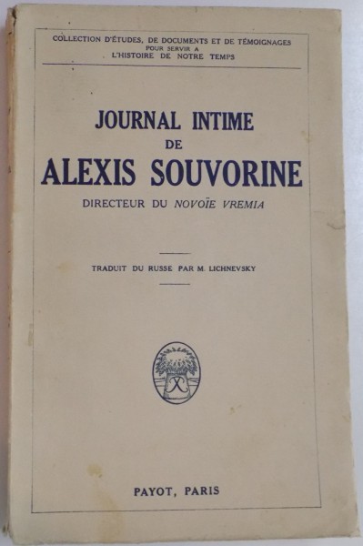 JOURNAL INTIME DE ALEXIS SOUVORINE , 1927