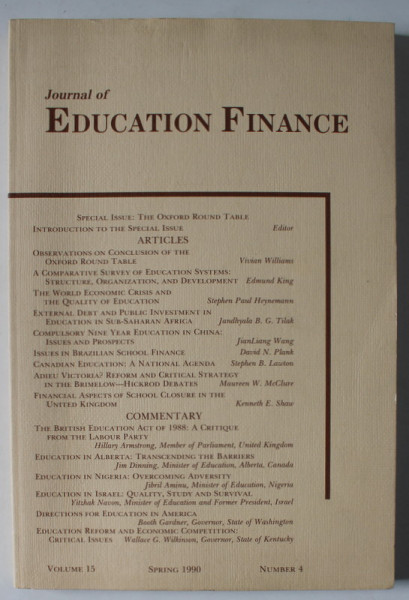 JOURNAL OF EDUCATION FINANCE , NUMBER 4 , SPRING ,  1990