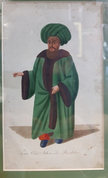 Judecator , Gravura colorata, inceput de secol 19