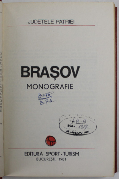 JUDETELE PATRIEI , BRASOV , MONOGRAFIE , 1981