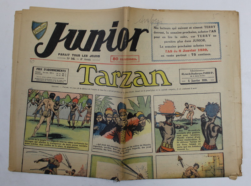 JUNIOR , REVISTA FRANCEZA PENTRU COPII , No. 145 , 5 JANVIER 1939