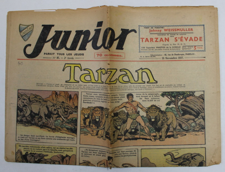 JUNIOR , REVISTA FRANCEZA PENTRU COPII , No. 87 , 25 NOVEMBRE  1937
