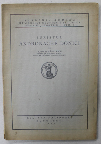 JURISTUL ANDRONACHE DONICI de ANDREI RADULESCU , 1930