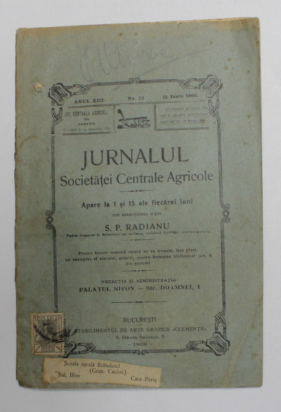 JURNALUL SOCIETATII CENTRALE AGRICOLE , ANUL XIII , NR. 5 , 1 MARTIE 1906
