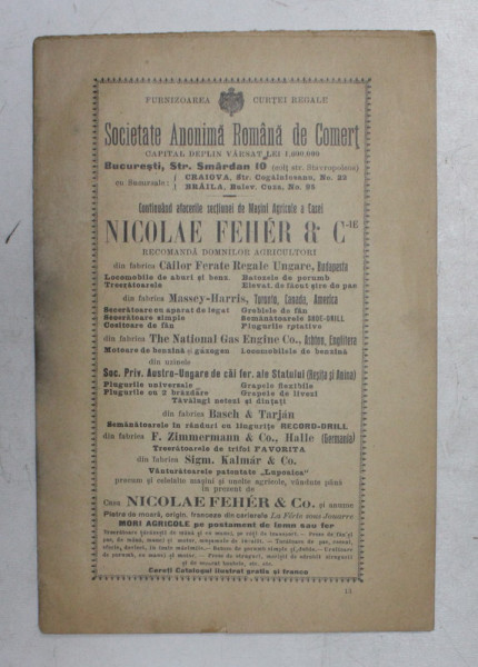 JURNALUL SOCIETATII CENTRALE AGRICOLE DIN ROMANIA , ANUL XVII , NO. 7 , 1 APRILIE 1910