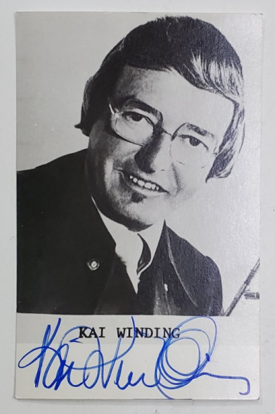 KAI WINDING (1922- 1983), TROMBONIST SI COMPOZITOR DE JAZZ AMERICAN , FOTOGRAFIE CU SEMNATURA OLOGRAFA , ANII  '70