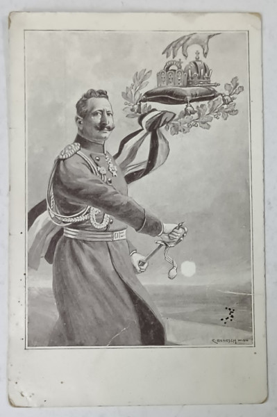 KAISER WILHELM II , REPRODUCEREA UNUI TABLOU de C. BENESCH , CARTE POSTALA , 1921