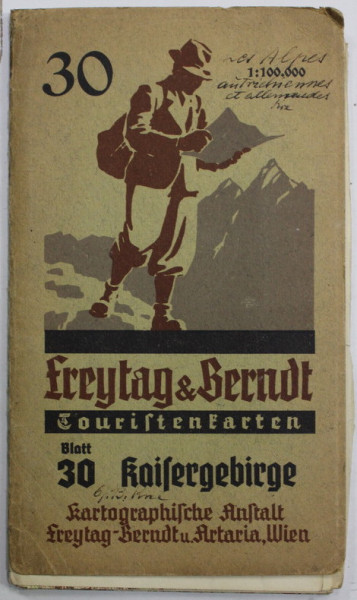 KAISERGEBIRGE , CHIEMGAUER ALPEN , HARTA TURISTICA , 1941