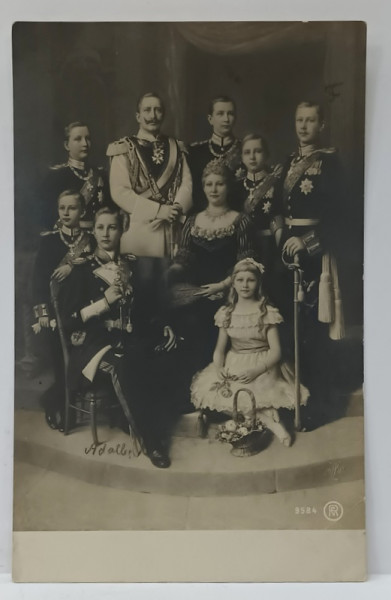 KAISERUL WILHELM II CU FAMILIA , FOTOGRAFIE DE GRUP , CARTE POSTALA , INCEPUTUL SEC. XX