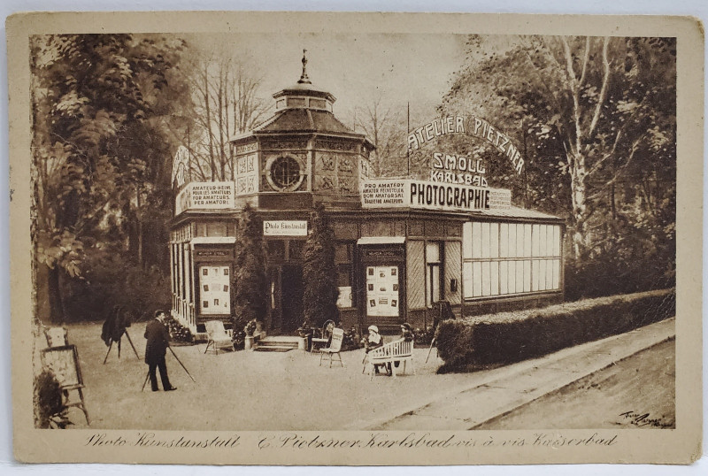 KARLSBAD , ATELIER FOTOGRAFIC , CARTE POSTALA , INCEPUTUL SEC. XX