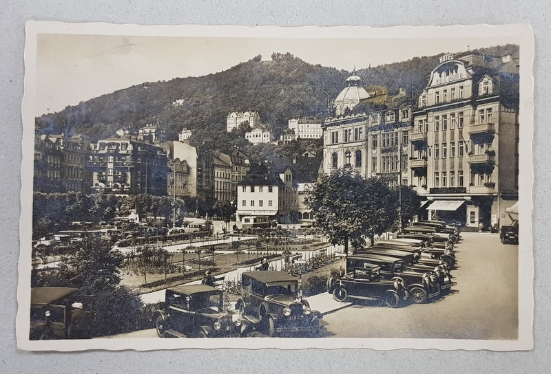 KARLSBAD  - DR. BECHERPLATZ , CARTE POSTALA ILUSTRATA , MONOCROMA , CIRCULATA , 1919